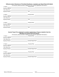 Engineering Firm Registration Information Update Form - Texas, Page 2