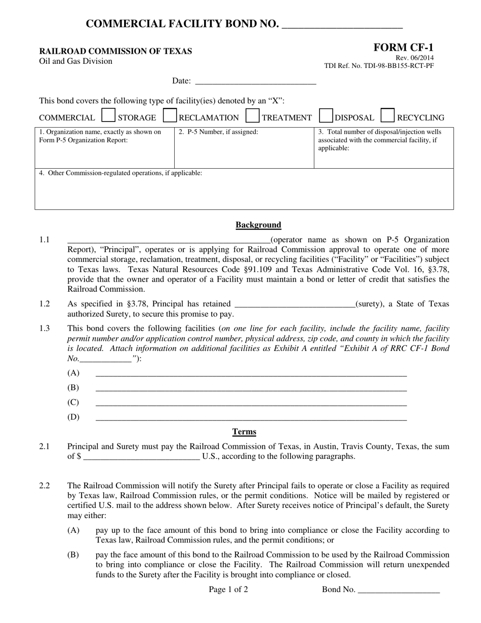 Form CF-1 Commercial Facility Bond - Texas, Page 1