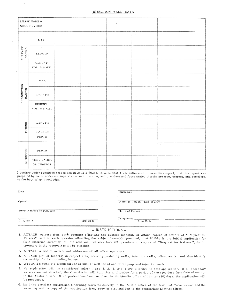 Form GT-5 Application to Inject Fluid Into a Reservoir Productive of Geothermal Resources - Texas, Page 2