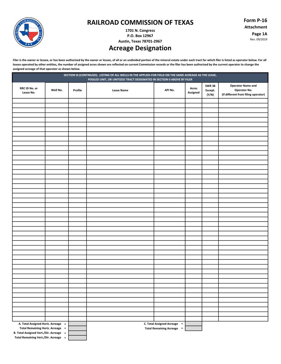 Form P-16 Acreage Designation - Texas, Page 3