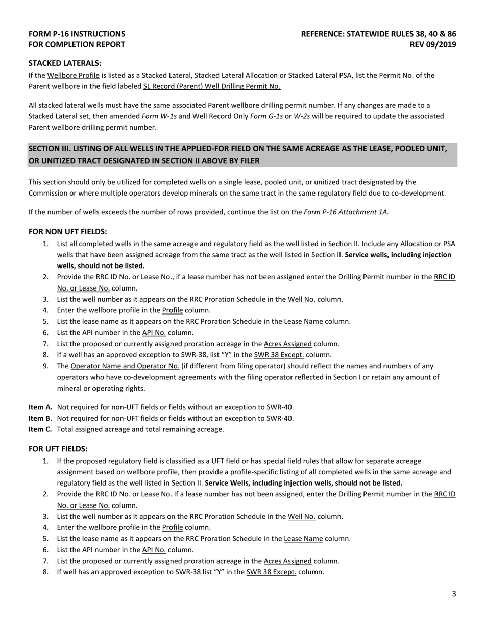 Instructions for Form P-16 Acreage Designation for Completion Report - Texas, Page 4
