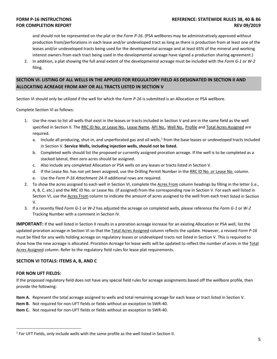 Instructions for Form P-16 Acreage Designation for Completion Report - Texas, Page 6
