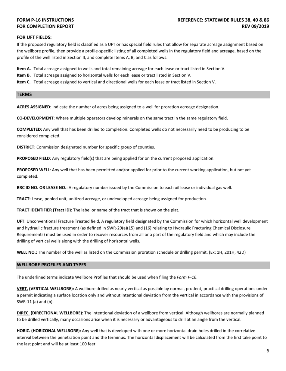 Instructions for Form P-16 Acreage Designation for Completion Report - Texas, Page 7