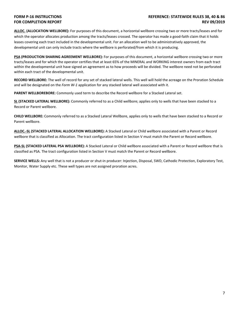Instructions for Form P-16 Acreage Designation for Completion Report - Texas, Page 8