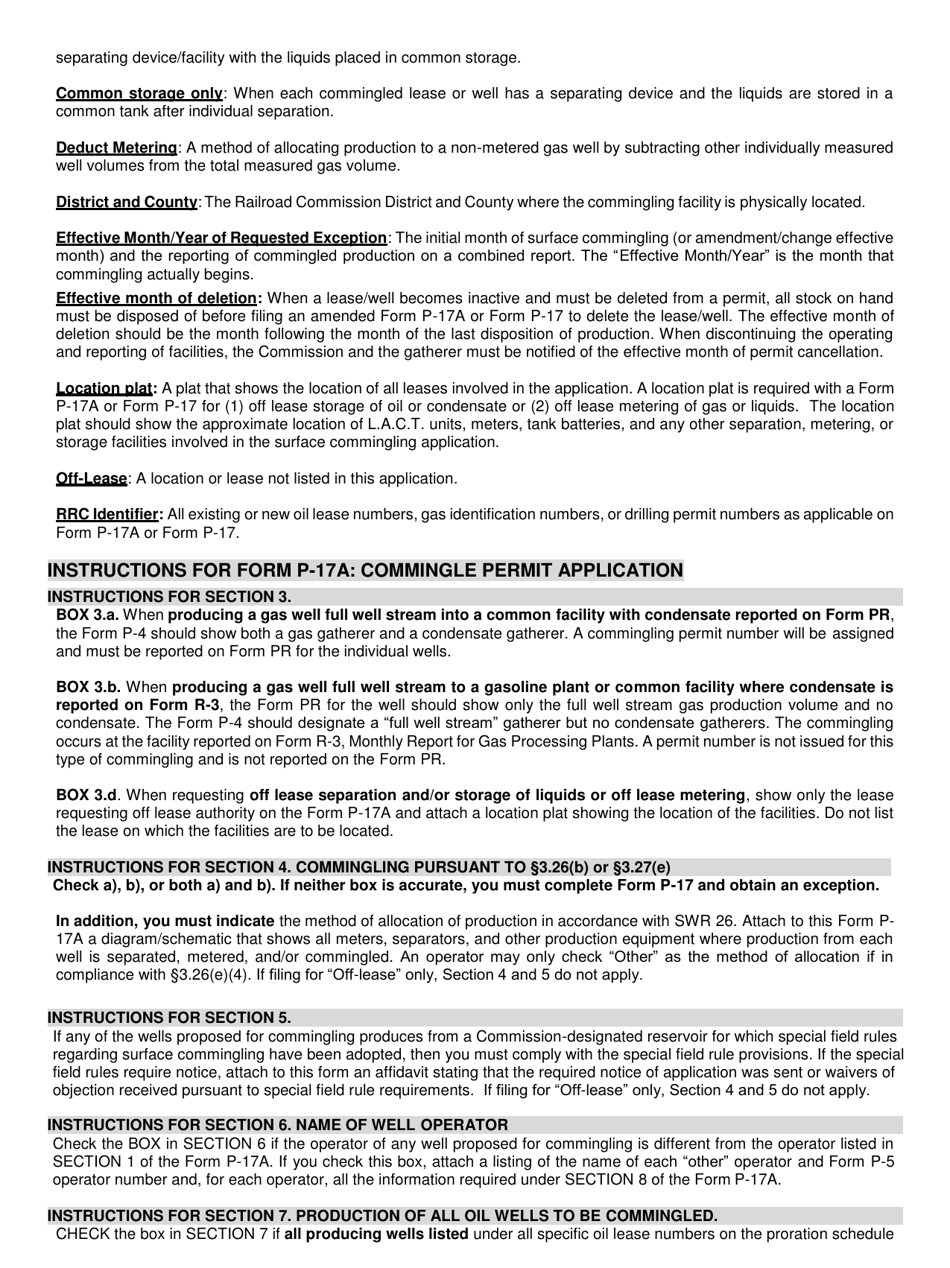 Instructions for Form P-17, P-17A - Texas, Page 2