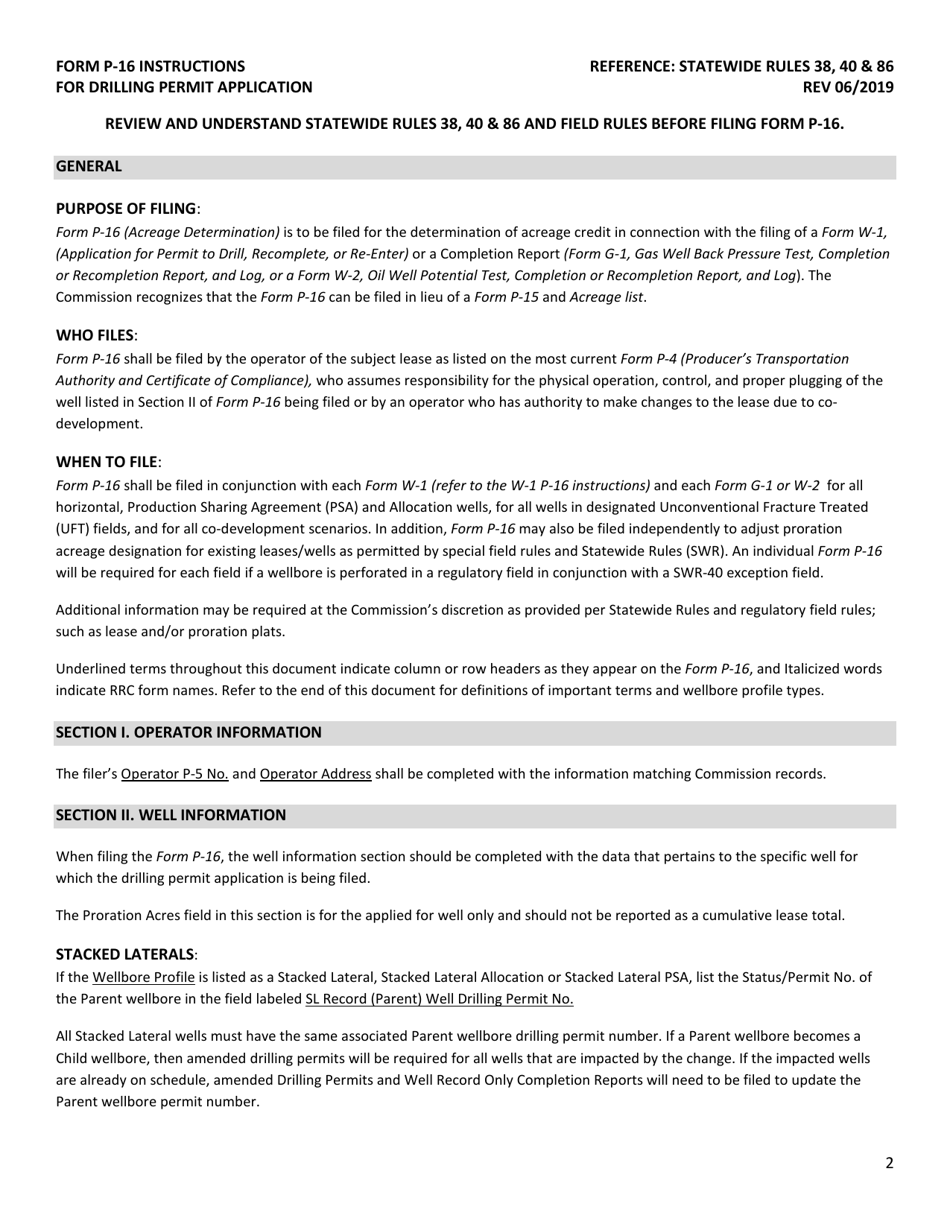 Instructions for Form P-16 Acreage Designation for Drilling Permit Application - Texas, Page 3