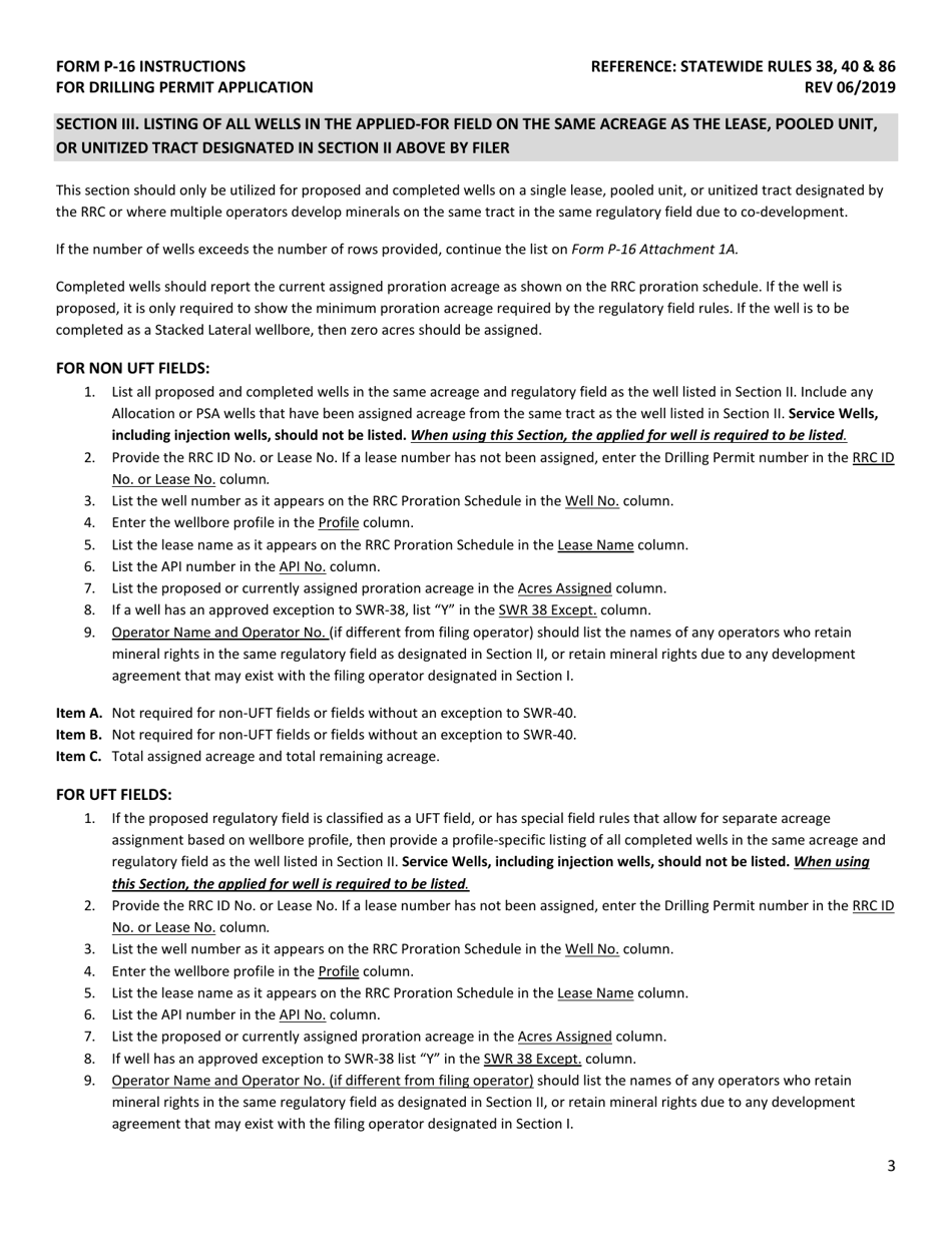 Instructions for Form P-16 Acreage Designation for Drilling Permit Application - Texas, Page 4