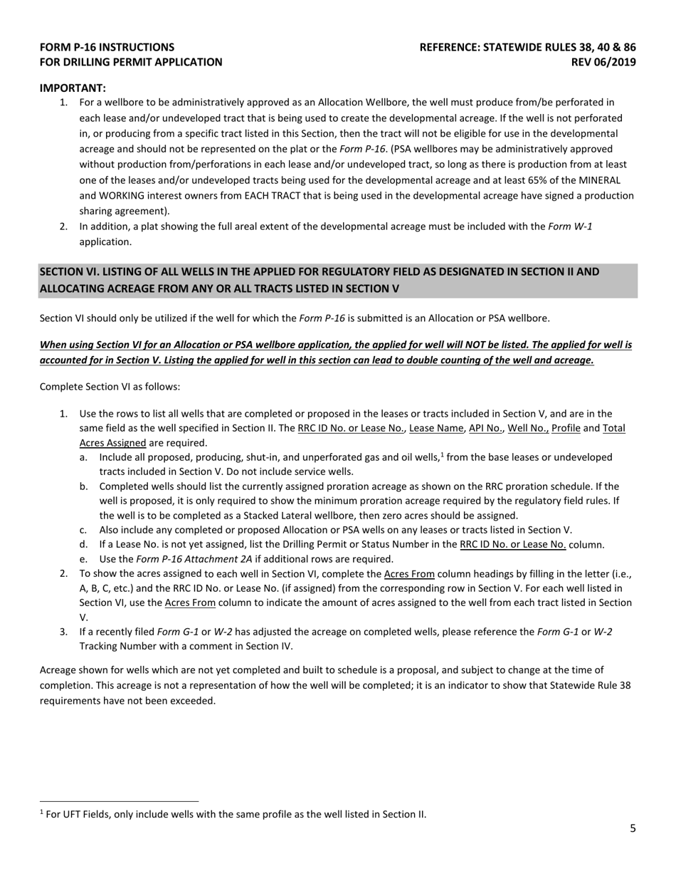 Instructions for Form P-16 Acreage Designation for Drilling Permit Application - Texas, Page 6