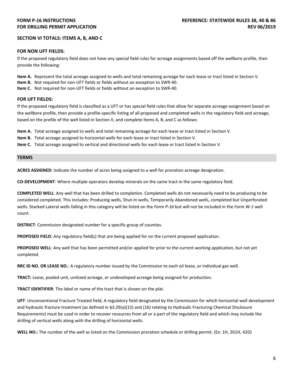 Instructions for Form P-16 Acreage Designation for Drilling Permit Application - Texas, Page 7