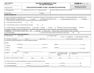 Document preview: Form W-1 Application for Permit to Drill, Recomplete or Re-enter - Texas