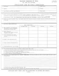 Form W-4 Application for Multiple Completion - Texas