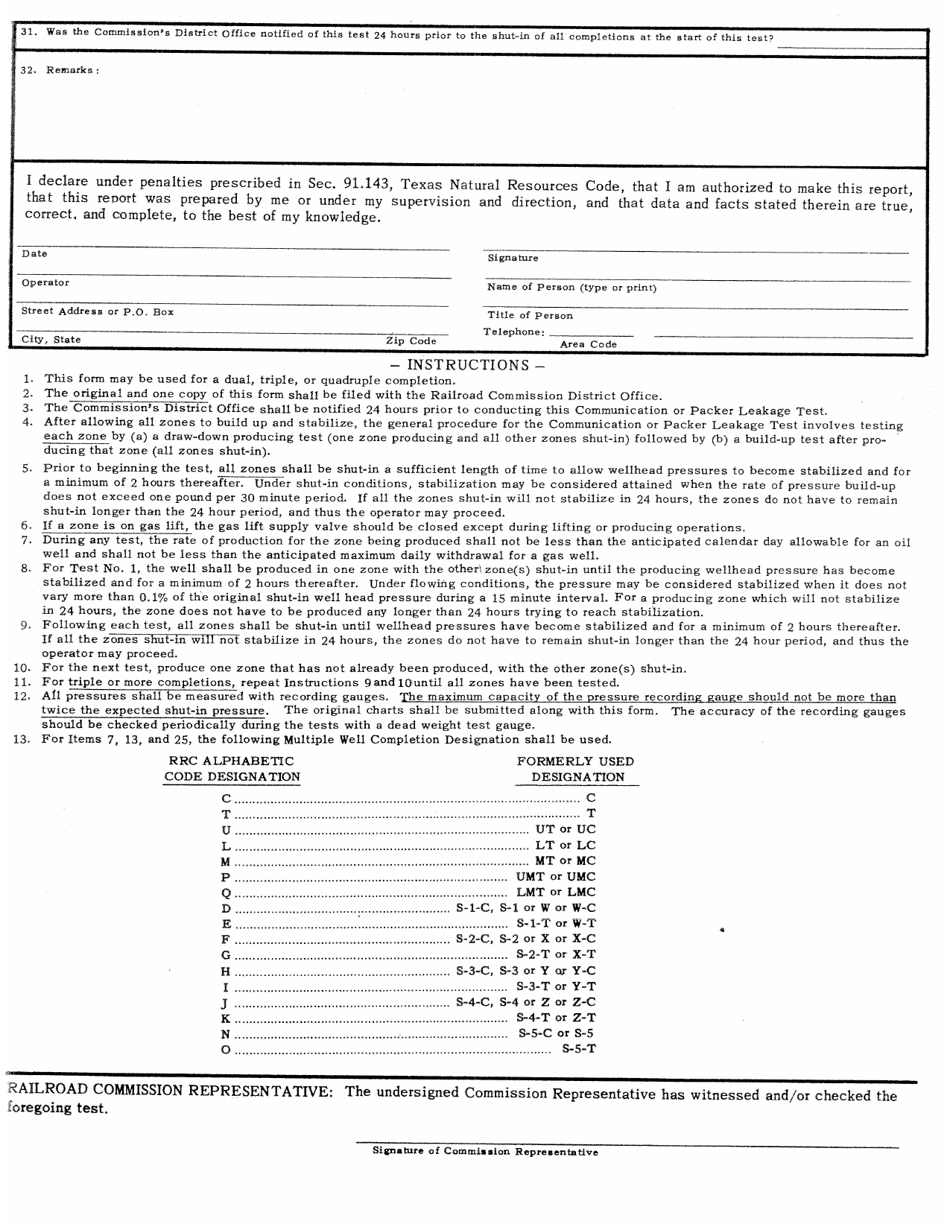 Form W-6 Communication or Packer Leakage Test - Texas, Page 2