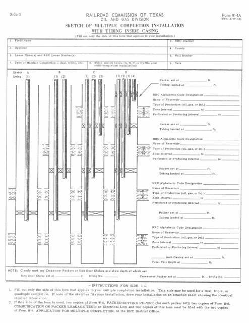 Form W-4A Sketch of Multiple Completion Installation - Texas
