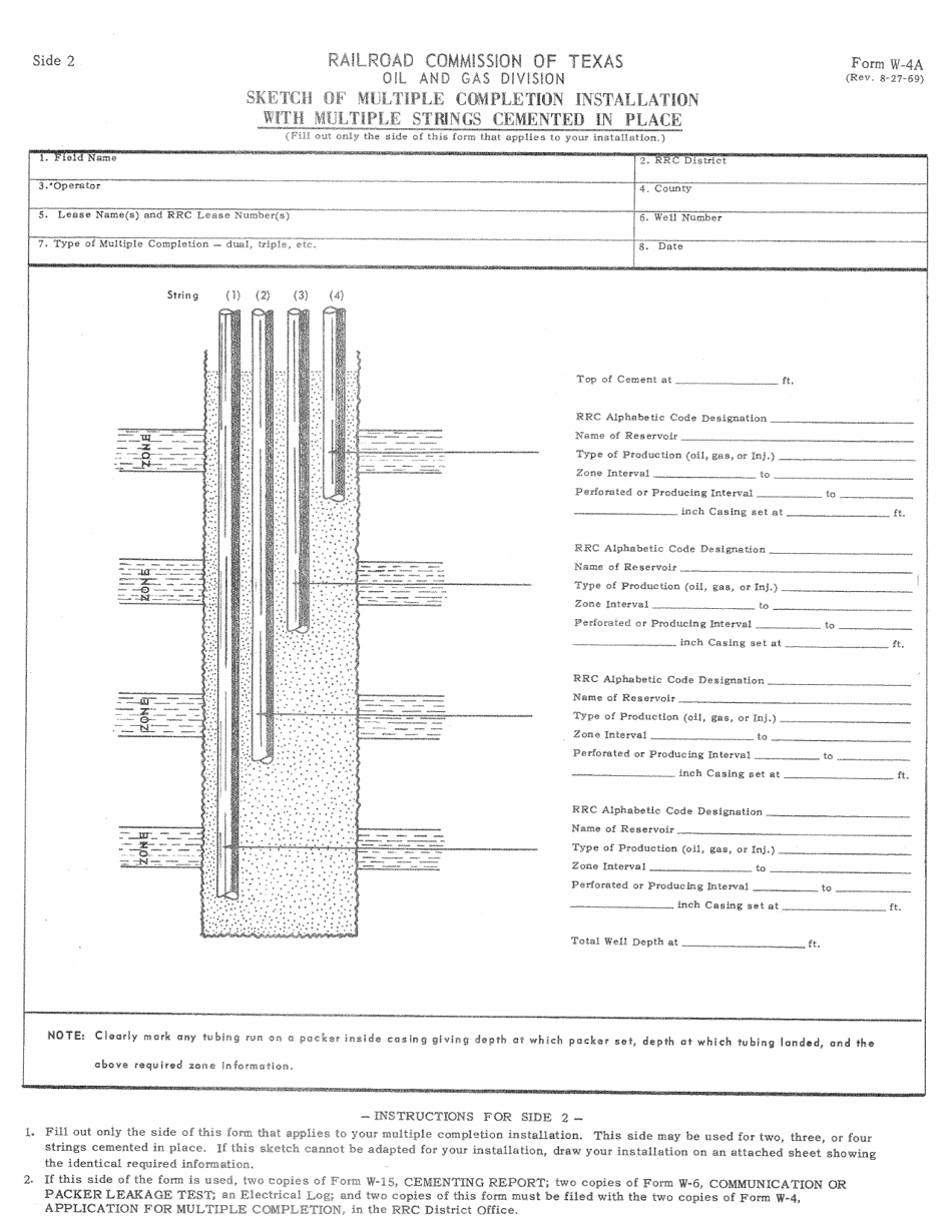 Form W-4A Sketch of Multiple Completion Installation - Texas, Page 2