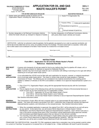 Form WH-1 &quot;Application for Oil and Gas Waste Hauler's Permit&quot; - Texas