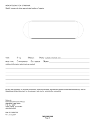 CNG Form 1008 Manufacturer&#039;s Report of Retest or Repair - Texas, Page 2