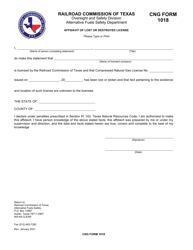 Document preview: CNG Form 1018 Affidavit of Lost or Destroyed License - Texas