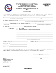 Document preview: CNG Form 1018B Statement of Lost or Destroyed Cng Form 1004 Decal - Texas