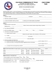 Document preview: CNG Form 1020 Report of Cng Incident/Accident - Texas
