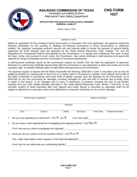 Document preview: CNG Form 1027 Application for Qualification as Self-insurer General Liability - Texas