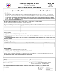 Document preview: CNG Form 1035 Application for Military Fee Exemption - Texas