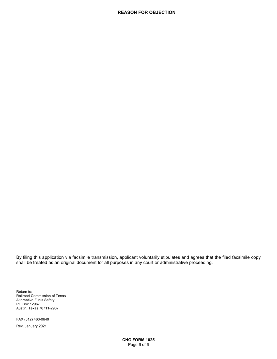 CNG Form 1025 Application and Notice of Exception to the Regulations for Compressed Natural Gas - Texas, Page 6