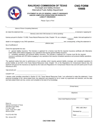 Document preview: CNG Form 1998B Statement in Lieu of General Liability Insurance and/or Completed Operations or Products Liability Insurance - Texas