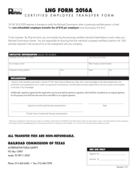 Document preview: LNG Form 2016A Certified Employee Transfer Form - Texas