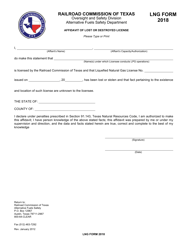 Document preview: LNG Form 2018 Affidavit of Lost or Destroyed License - Texas