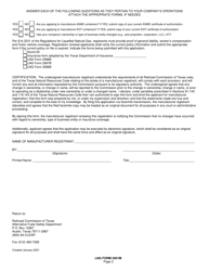 LNG Form 2001M Application for Lng Container Manufacturer Registration - Texas, Page 2