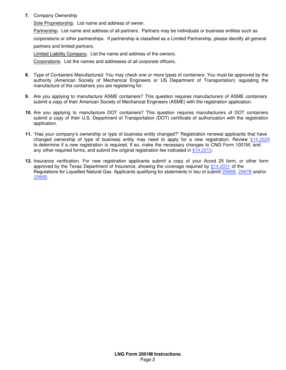LNG Form 2001M Application for Lng Container Manufacturer Registration - Texas, Page 4