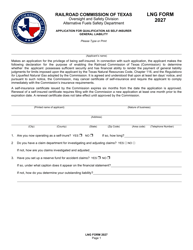 Document preview: LNG Form 2027 Application for Qualification as Self-insurer General Liability - Texas