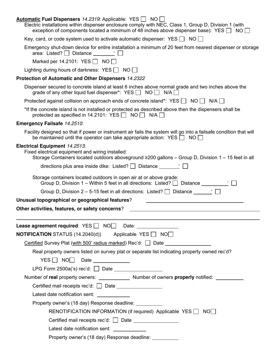 Check List for Stationary Lng Installation Proposals - Texas, Page 3