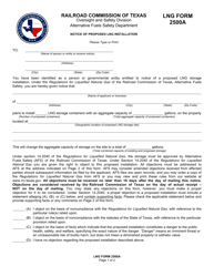 LNG Form 2500A Notice of Proposed Lng Installation - Texas