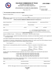 LPG Form 1 &quot;Application for Lpg License or License Renewal&quot; - Texas