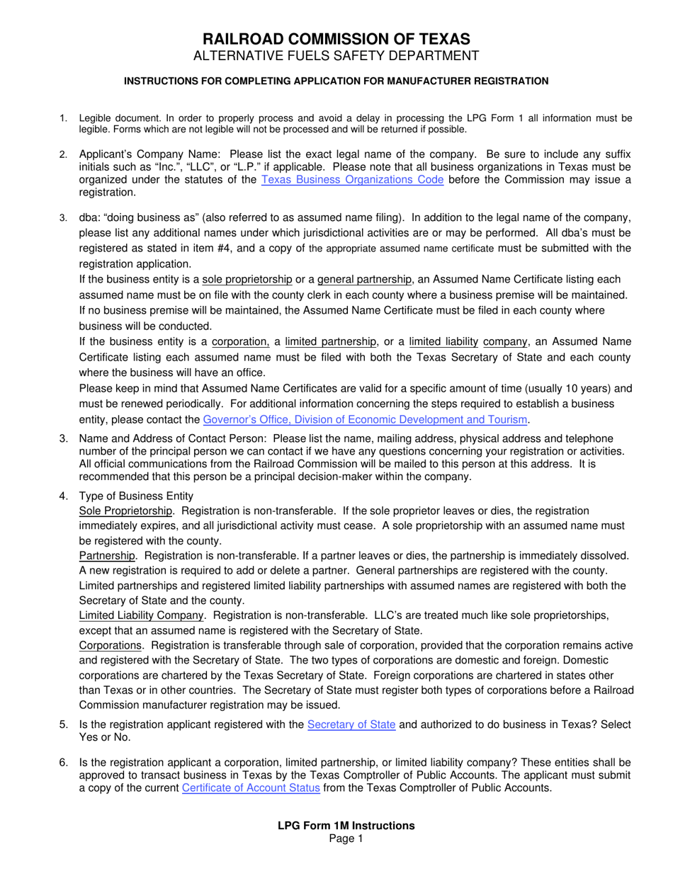 LPG Form 1M Application for Lpg Container Manufacturer Registration - Texas, Page 3