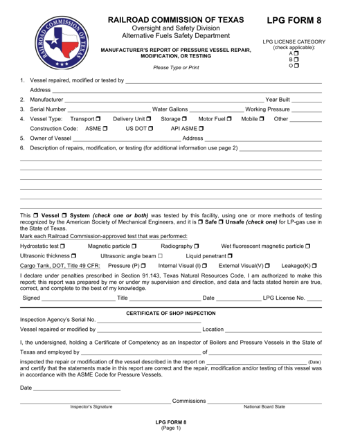 LPG Form 8  Printable Pdf