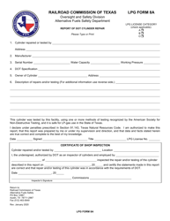 Document preview: LPG Form 8A Report of Dot Cylinder Repair - Texas