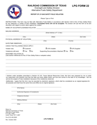 Document preview: LPG Form 22 Report of Lp-Gas Safety Rule Violation - Texas