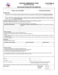Document preview: LPG Form 35 Application for Military Fee Exemption - Texas