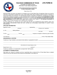 Document preview: LPG Form 25 Application and Notice of Exception to the Lp-Gas Safety Rules - Texas