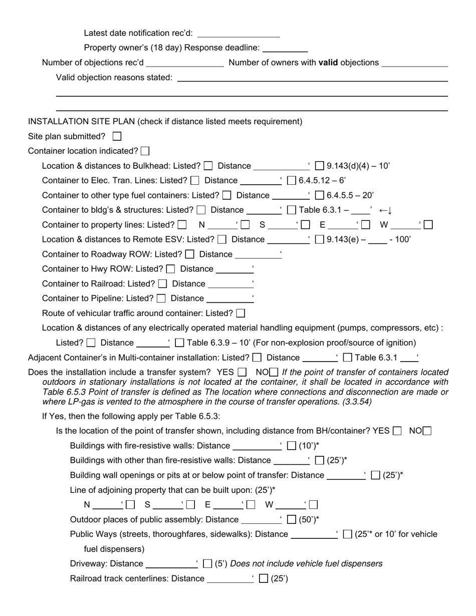 Check List for Stationary Lpg Installation Proposals - Texas, Page 2