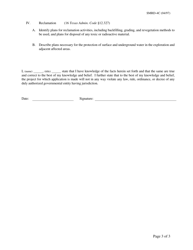 Form SMRD-4C Permit Application to Conduct Coal Exploration Activities in Which More Than 250 Tons Will Be Removed - Texas, Page 3