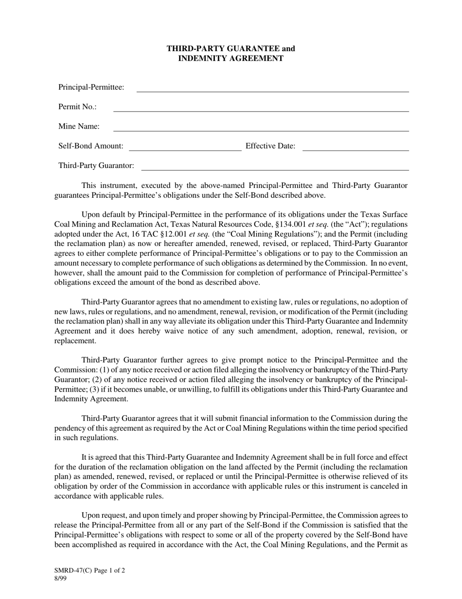 Form SMRD-47(C) Third-Party Guarantee and Indemnity Agreement - Texas, Page 1