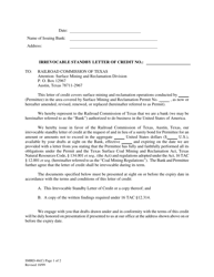 Document preview: Form SMRD-46(C) Irrevocable Standby Letter of Credit - Texas