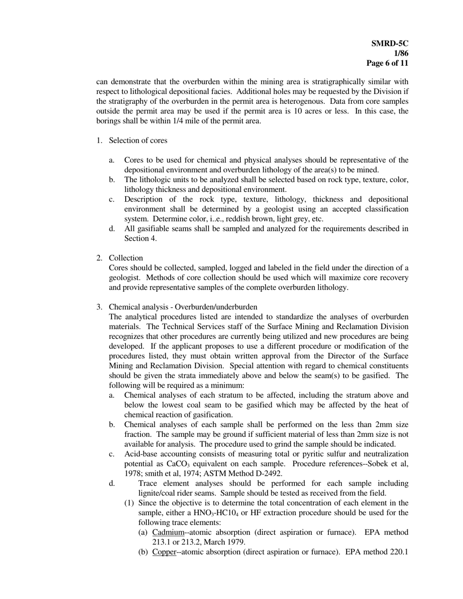 Form SMRD-5C Application for an in-Situ Coal Gasification Permit - Texas, Page 6