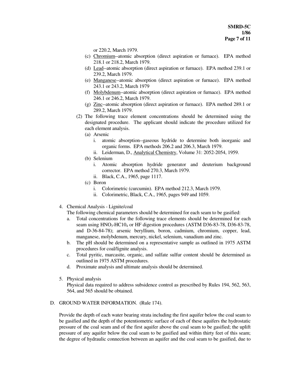 Form SMRD-5C Application for an in-Situ Coal Gasification Permit - Texas, Page 7