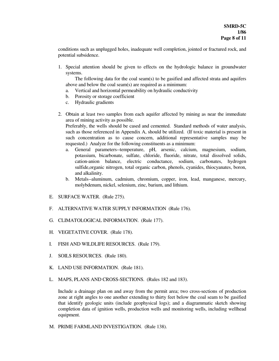 Form SMRD-5C Application for an in-Situ Coal Gasification Permit - Texas, Page 8