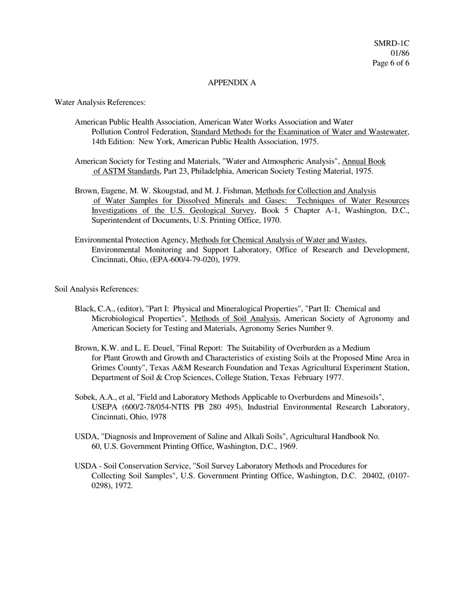 Form SMRD-1C Application for Coal Mining Operations Permit - Texas, Page 10