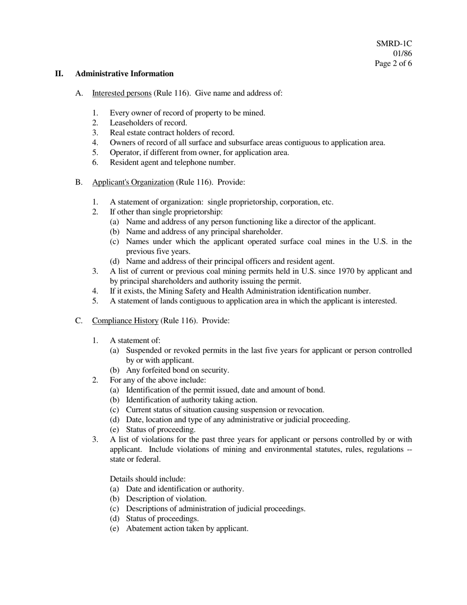 Form SMRD-1C Application for Coal Mining Operations Permit - Texas, Page 6